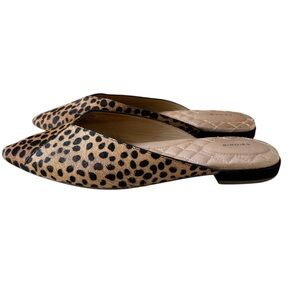 Birdies The Swan Mini Cheetah Calf Hair Slide Mule Shoe Black Brown Women’s 6.5